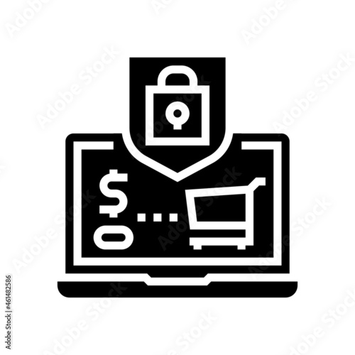 secure shopping glyph icon vector. secure shopping sign. isolated contour symbol black illustration