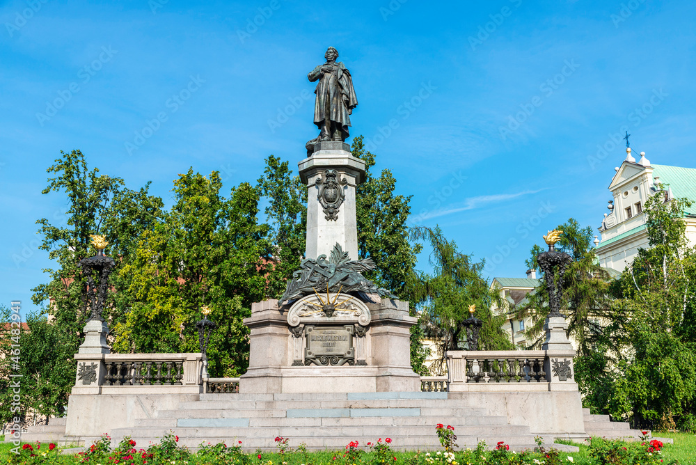 Monument of Adam Mickiewicz in Warsaw, Poland