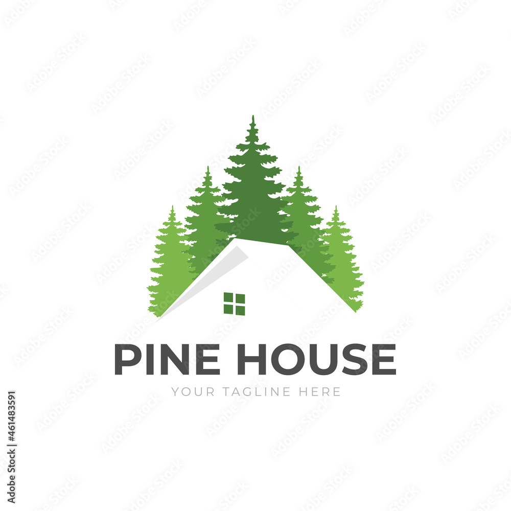 House forest logo design vector