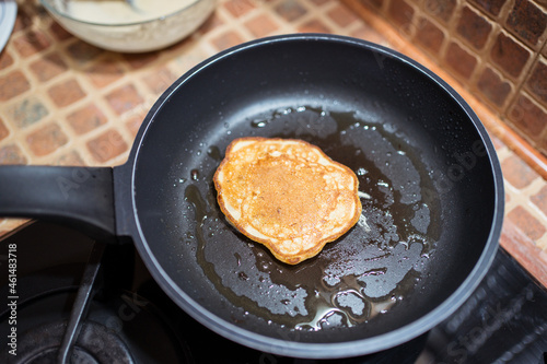 Frying pan with delicious pancake