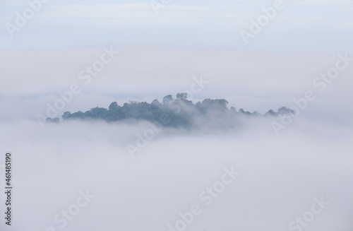 Принти на полотні Sea of fog and mist cover all the mountain after raining, winter nature good view on the morning