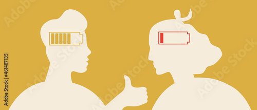 Couple support, friend encouragement, silhouette vector stock illustration with emotional support and stress relief