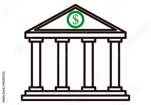 Icono negro de banco con símbolo de dolar.