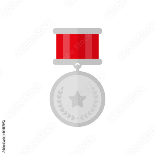 Silver medal with star and leaves 