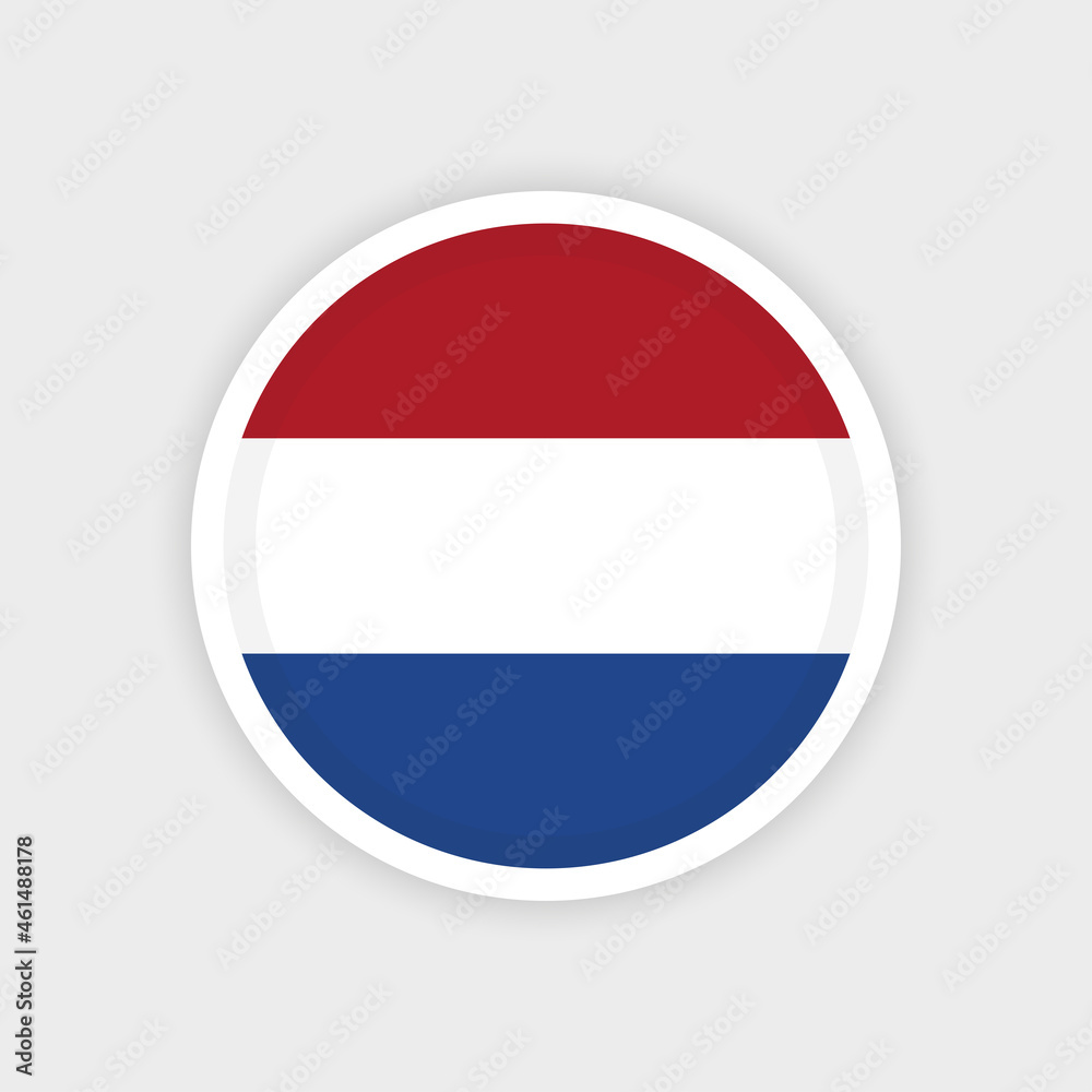Flag of Netherland with circle frame and white background Flag of Netherland with circle frame and white background