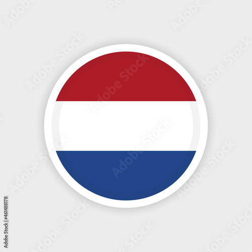 Flag of Netherland with circle frame and white background