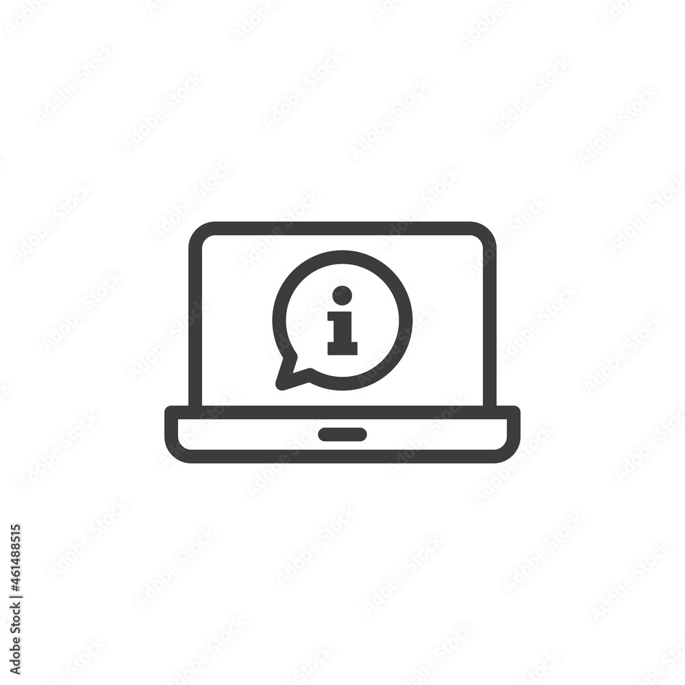 Laptop with help desk or info desk icon Laptop with help desk or info desk icon