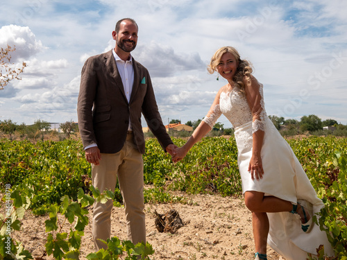 Happy Spanish couple during the wedding ceremony photo