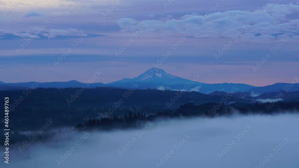 Ultra High Definition 4k Time Lapse movie of clouds rolling over Mount Hood and Sandy River Valley Oregon from Jonsrud viewpoint one foggy morning during sunrise USA America UHD Ultra High Definition 4k Time Lapse movie of clouds rolling over Mount Hood and Sandy River Valley Oregon from Jonsrud viewpoint one foggy morning during sunrise USA America UHD