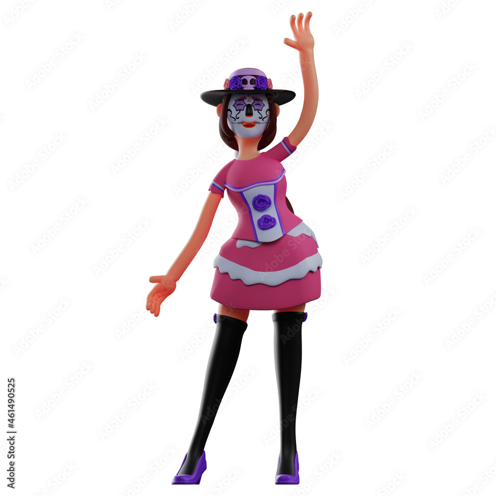 3D Sugar Skull Cartoon Design with hi poses 3D Sugar Skull Cartoon Design with hi poses