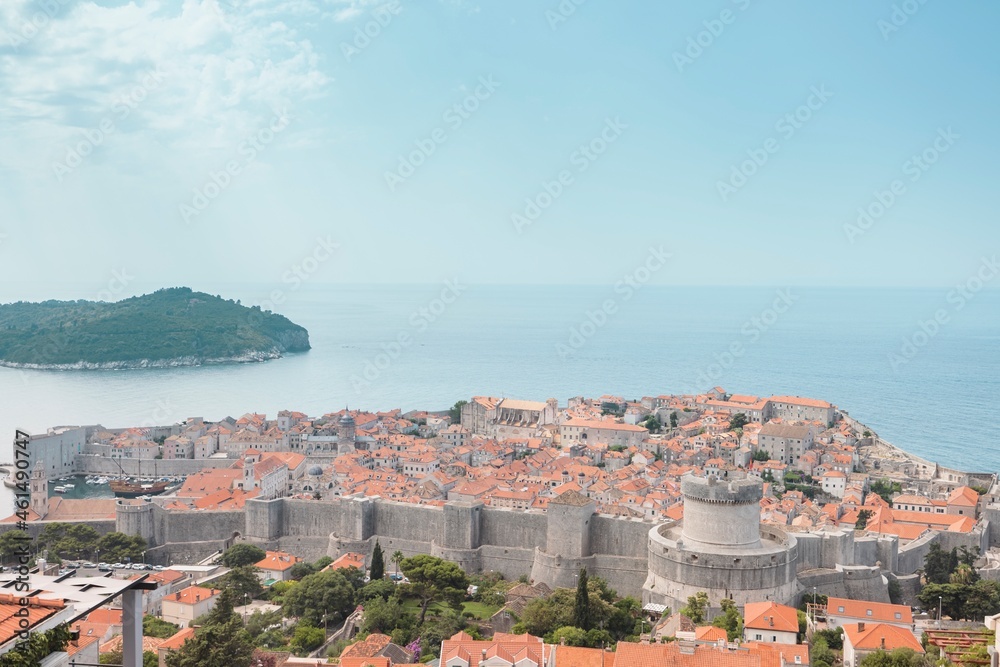 Travel to Dubrovnik, Hrvatska. Pile Gate, one of three ways into the Stari Grad, Old Town, and Onofrio’s Fountain, a multi-faucet drinking fountain connected to an aqueduct that carried drinking water