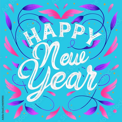 lettering happy new year  2022 vector design illustration