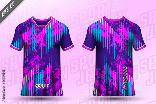 Front back tshirt design. Sports design for football, racing, cycling, gaming jersey vector.	