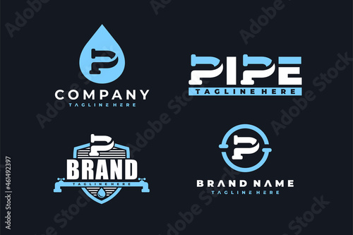 letter P pipe bundle set logo