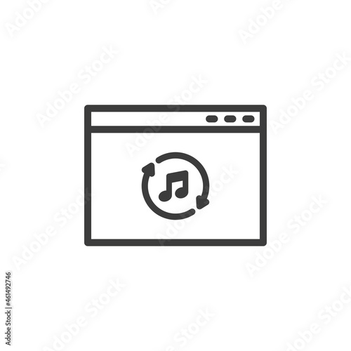 Web browser page with music player icon.