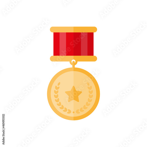 Gold medal with star and leaves 