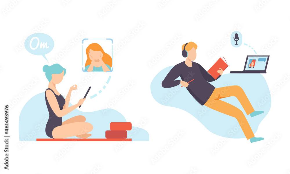 People Character Using Global Network Connection Vector Set People Character Using Global Network Connection Vector Set