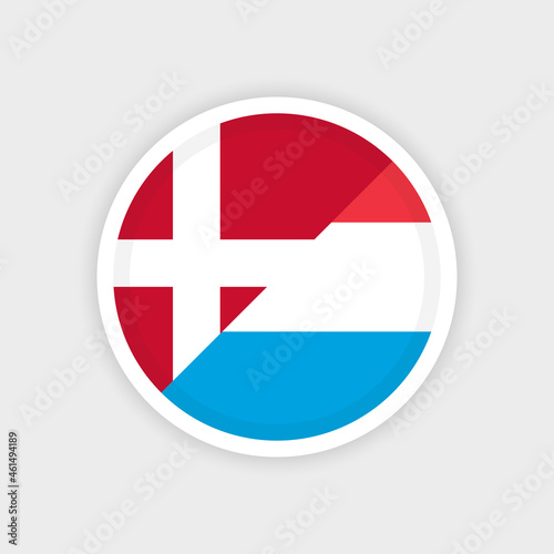 Free Download Flags of Denmark and Luxembourg with circle frame and white background - GFXLoad