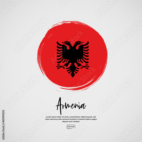 Flag of Albania with brush stroke effect and text
