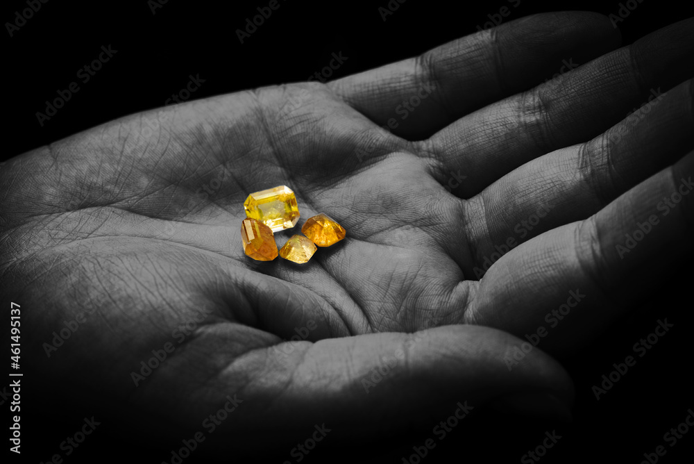 Yellow Diamonds on Black Hand Yellow Diamonds on Black Hand