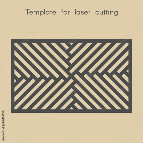 Template for laser cutting. Stencil for panels of wood, metal. Geometric pattern. Rectangular background for cut. Vector illustration. Decorative stand.
