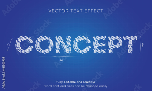 Concept, vector text effect, font style simple retro and scribble unfinish design