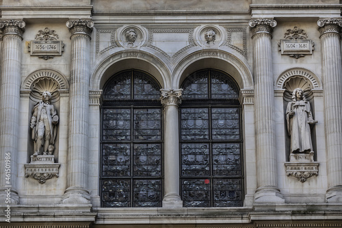 Architectural fragments of City Hall of Paris (Hotel de Ville de Paris) neo-renaissance style building - seat of the Paris City Council since 1357. Paris, France. © dbrnjhrj