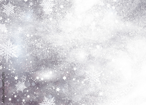 Beautiful Abstract Silver Background  Winter Landscape with Falling Snowflakes
