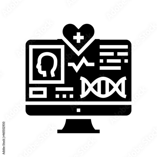 telehealth researching glyph icon vector. telehealth researching sign. isolated contour symbol black illustration