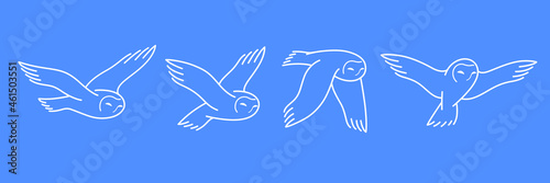 Cartoon owl sketch line icon. Cute bird icons set. Childish print for nursery, kids apparel, poster, postcard, pattern. photo