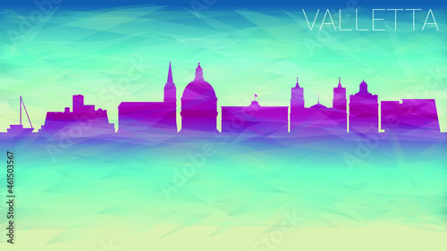 Valletta Malta. Broken Glass Abstract Geometric Dynamic Textured. Banner Background. Colorful Shape Composition.