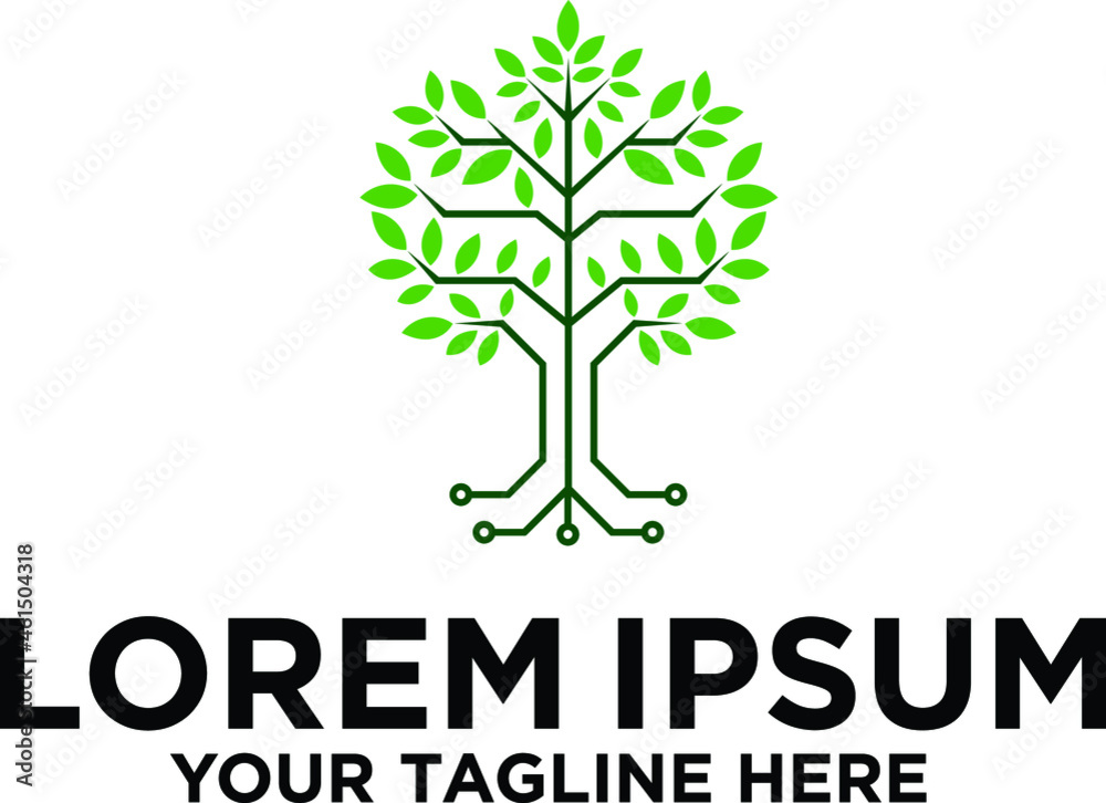 Obraz premium Tree Technology Circuit logo design