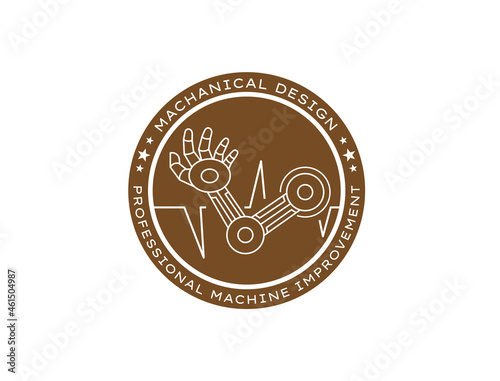 Outline with machine hand shape for mechanic logo