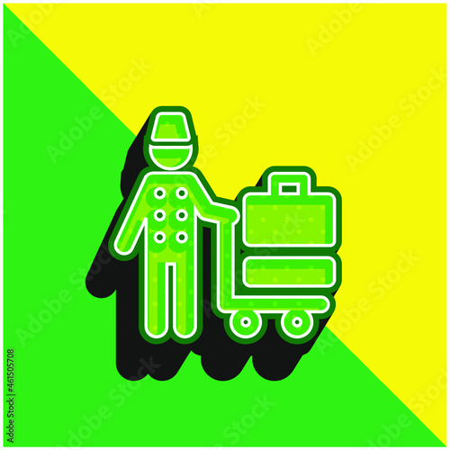 Bellhop Green and yellow modern 3d vector icon logo