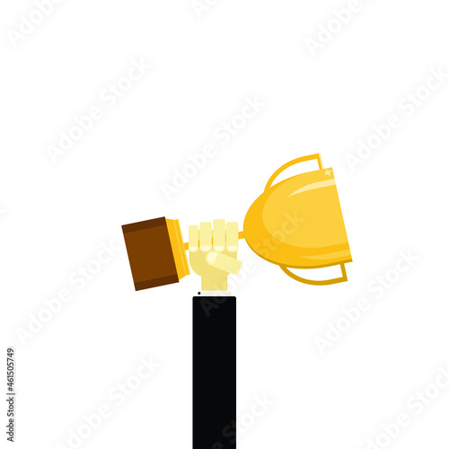 vector illustration of a hand hold trophy