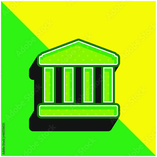 Antique Building Green and yellow modern 3d vector icon logo