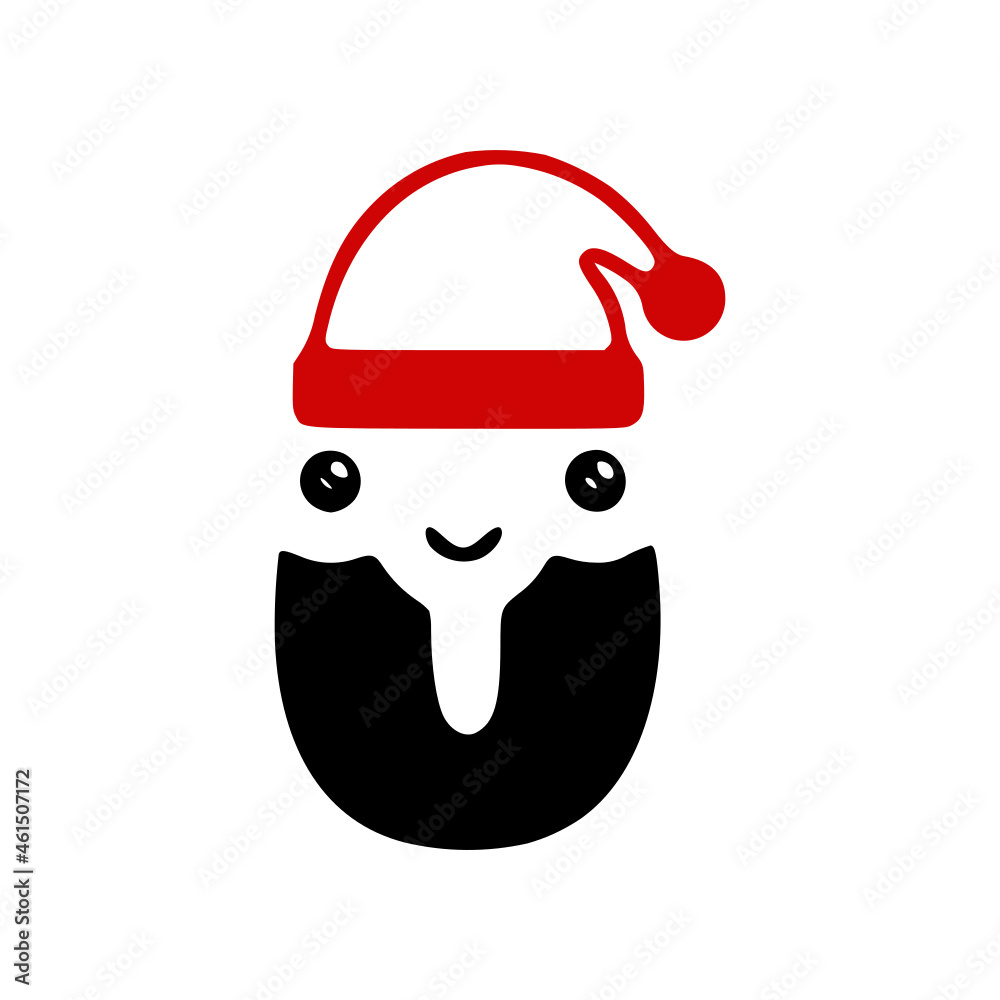 Obraz premium Number 0 cute character in a Christmas hat