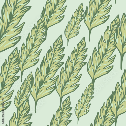 Tropical green leaf seamless pattern. Leaves ornament. Foliage backdrop. Floral wallpaper.