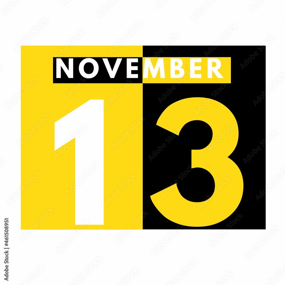 November 13 . Modern daily calendar icon .date ,day, month .calendar for the month of November November 13 . Modern daily calendar icon .date ,day, month .calendar for the month of November