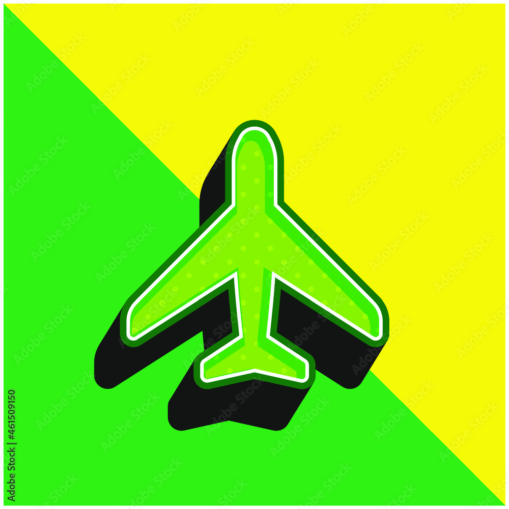 Aeroplane Green and yellow modern 3d vector icon logo Aeroplane Green and yellow modern 3d vector icon logo