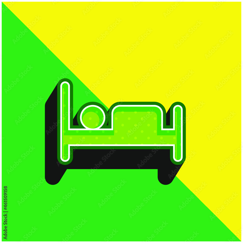 Bed Green and yellow modern 3d vector icon logo Bed Green and yellow modern 3d vector icon logo