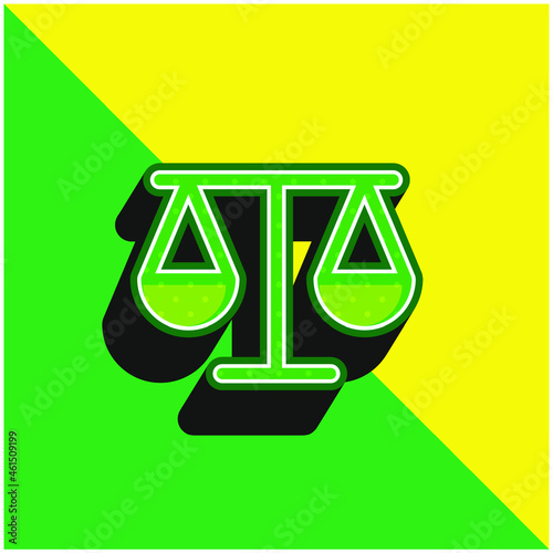 Balancing Scale Outline Green and yellow modern 3d vector icon logo