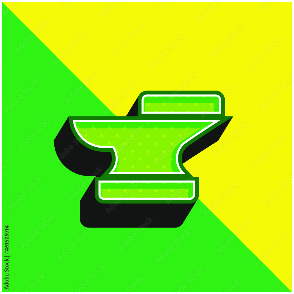 Anvil Green and yellow modern 3d vector icon logo