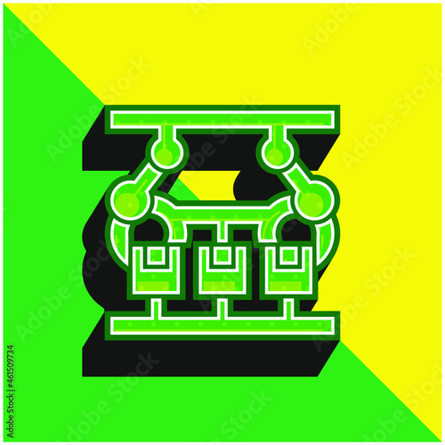 Assembling Green and yellow modern 3d vector icon logo