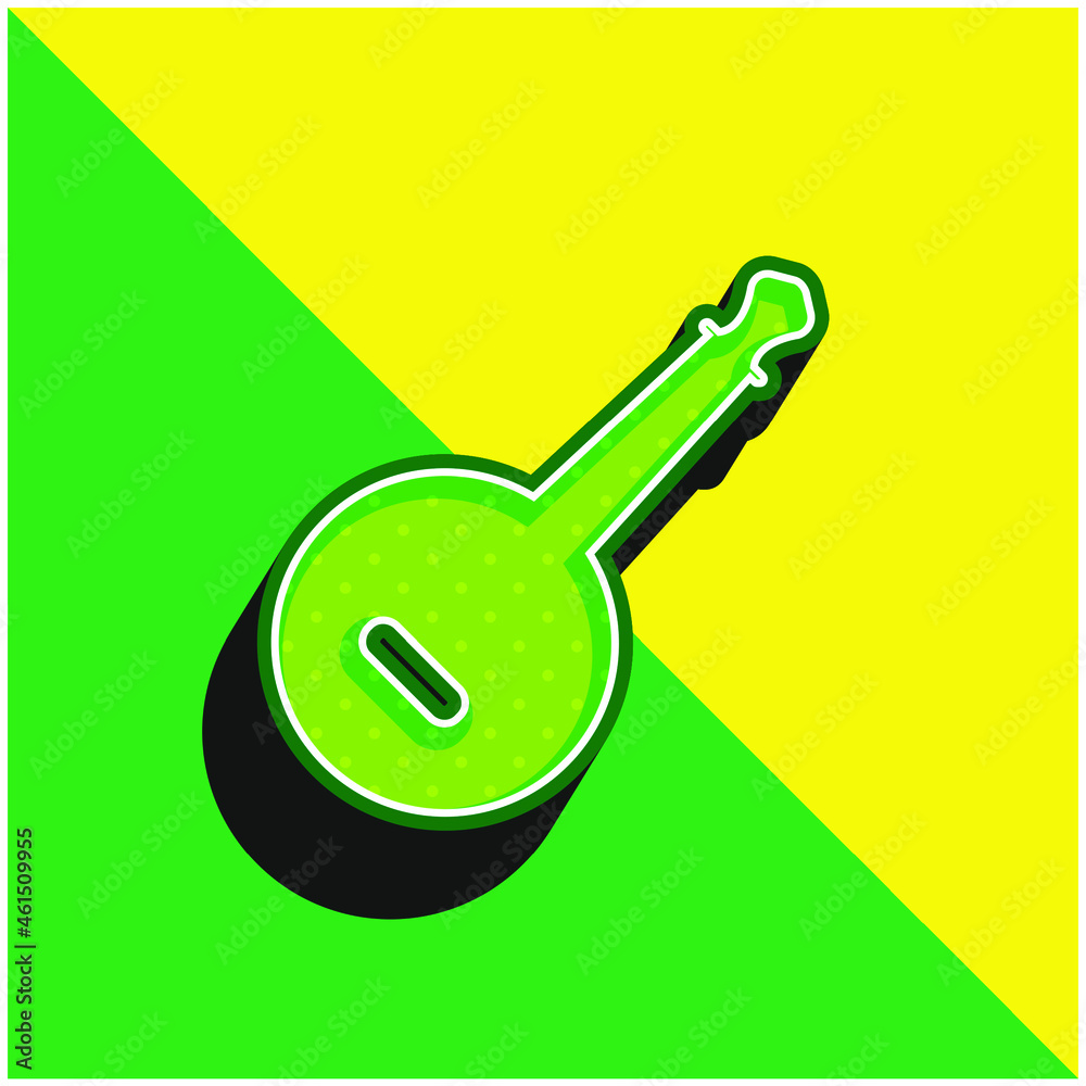 Banjo Green and yellow modern 3d vector icon logo Banjo Green and yellow modern 3d vector icon logo