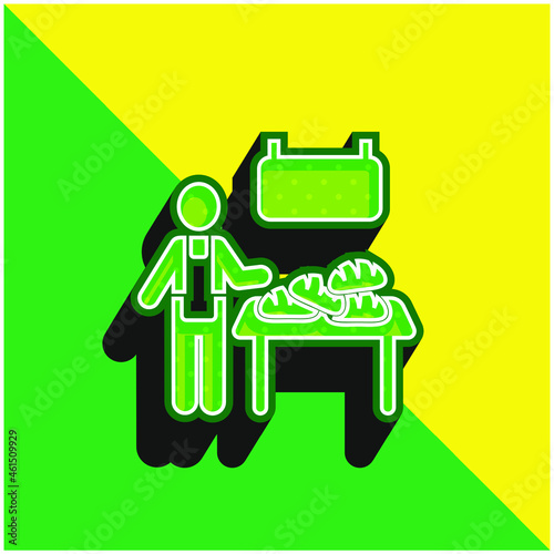 Bakery Vendor Green and yellow modern 3d vector icon logo