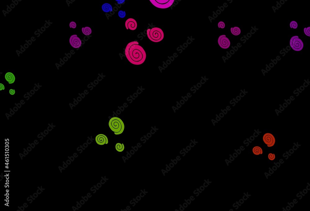 Dark Multicolor, Rainbow vector pattern with curved circles.