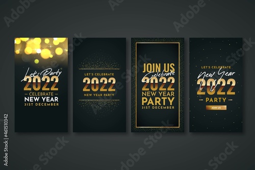 Valokuva new year 2022 party instagram story collection vector design illustration