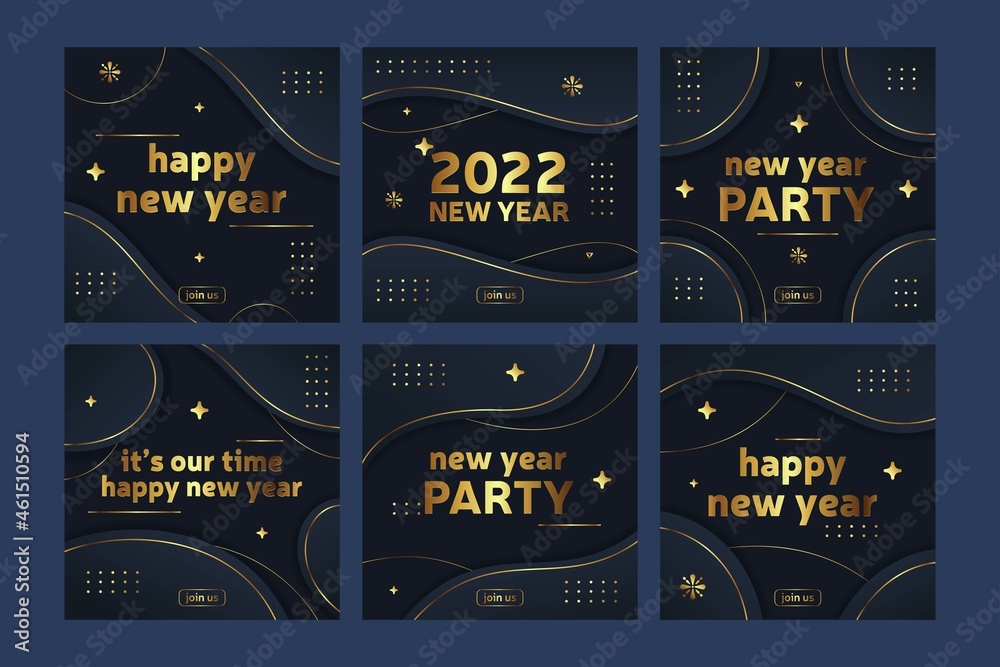 new year 2022 party instagram post collection vector design illustration