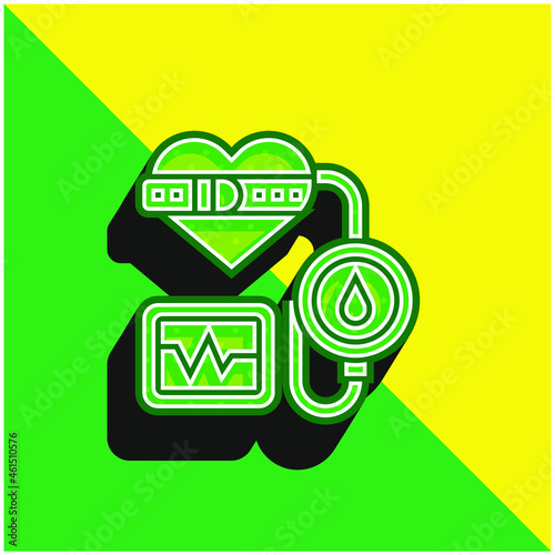 Blood Pressure Green and yellow modern 3d vector icon logo